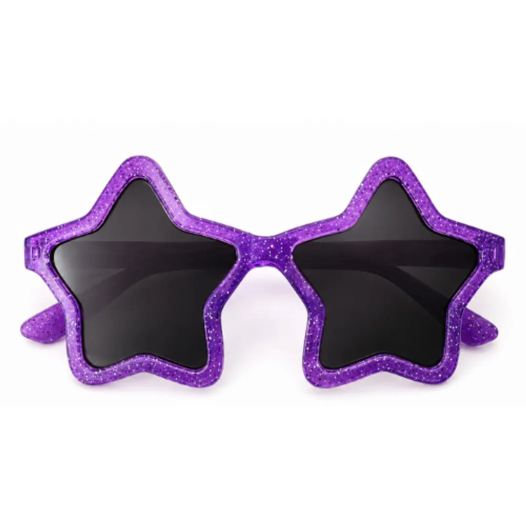 Lentes estrella glitter morado 1