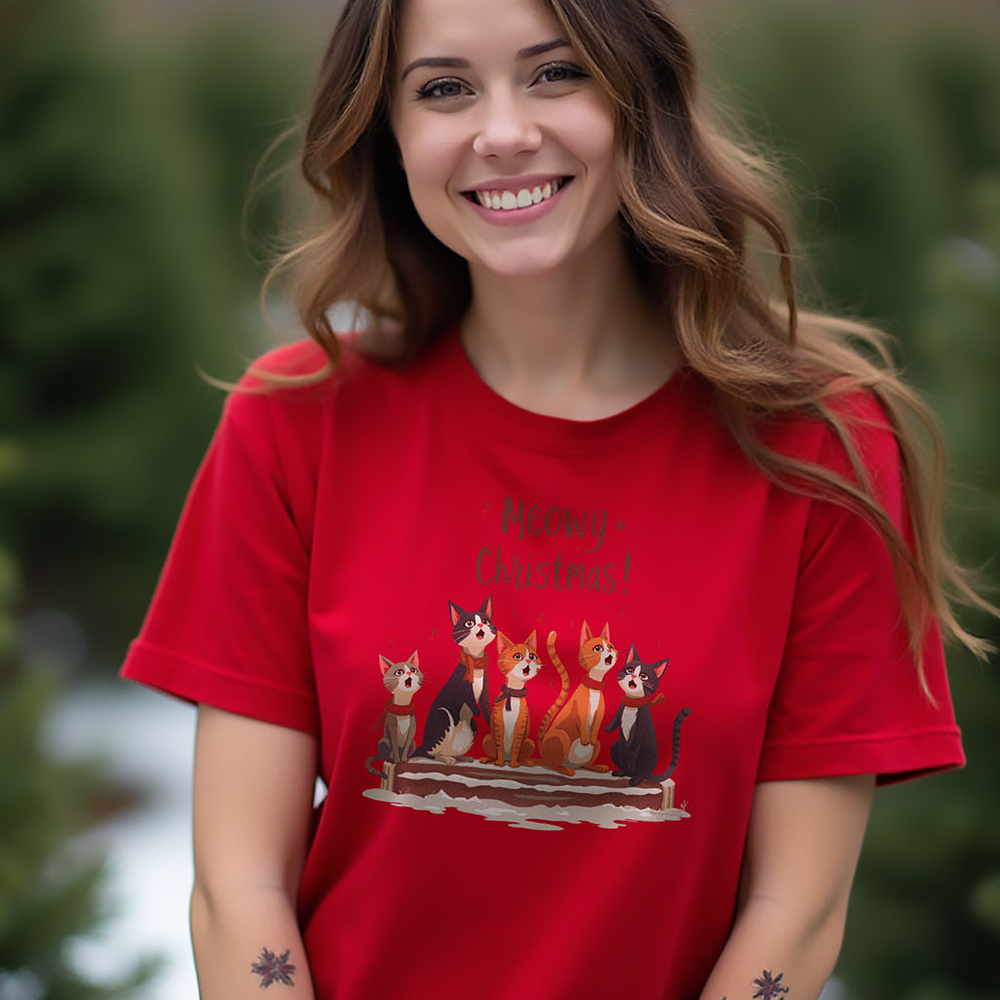 Meowy Christmas - T-shirt - Mulher G64L 1