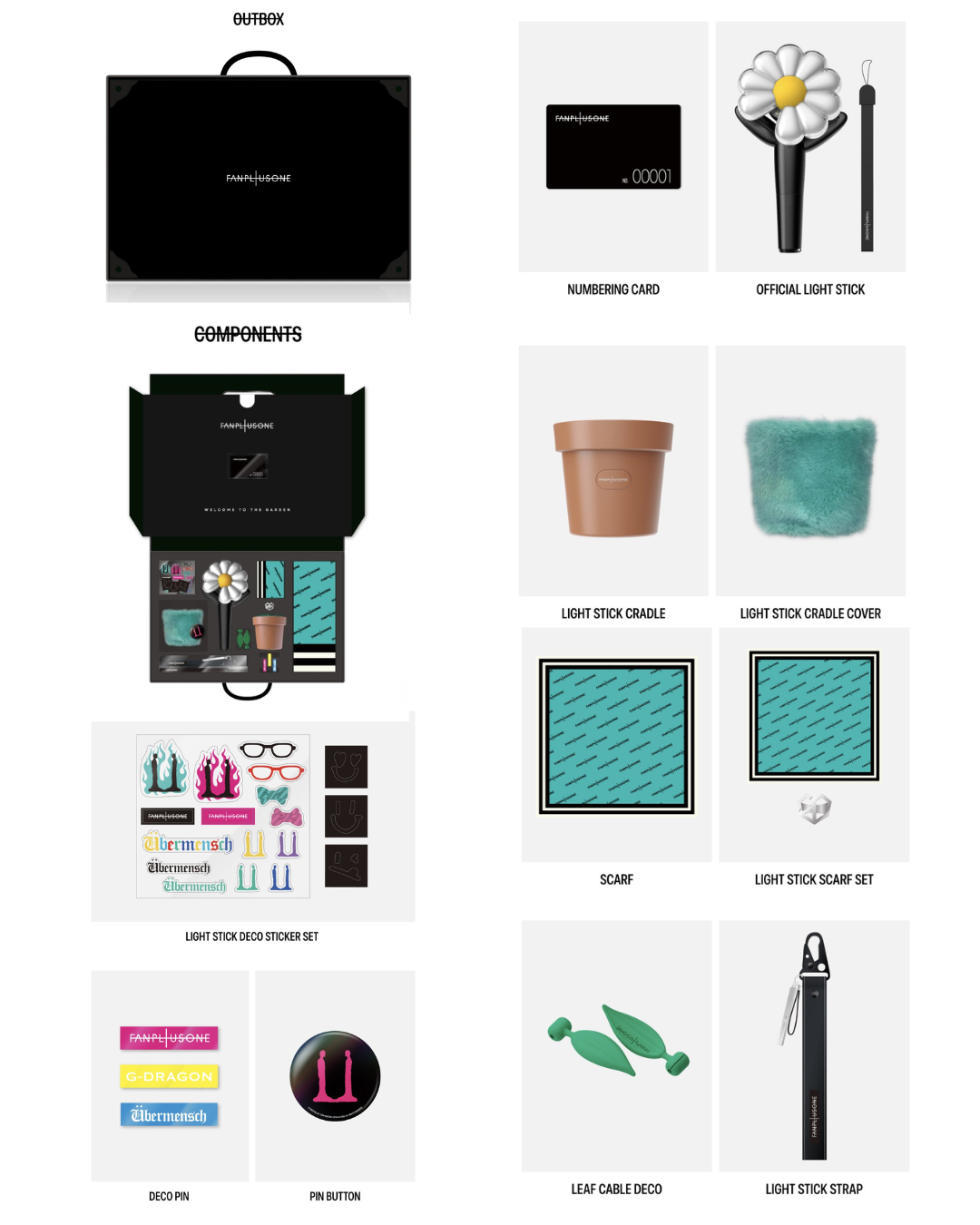 [SOLO A PEDIDO] G DRAGON LIGHTSTICK DECO FULL SET  2