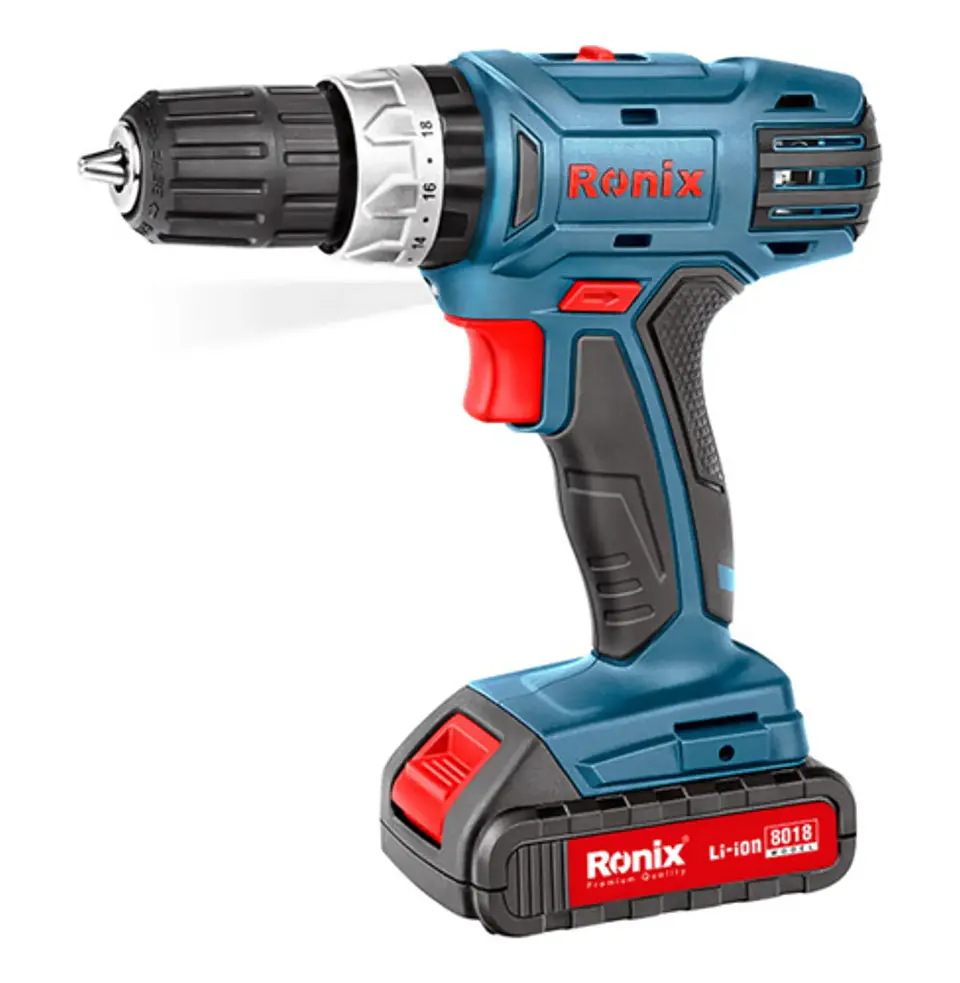 Taladro Atornillador Inalámbrico Ronix 8018 – 10mm / Percutor / 2 Baterías 1