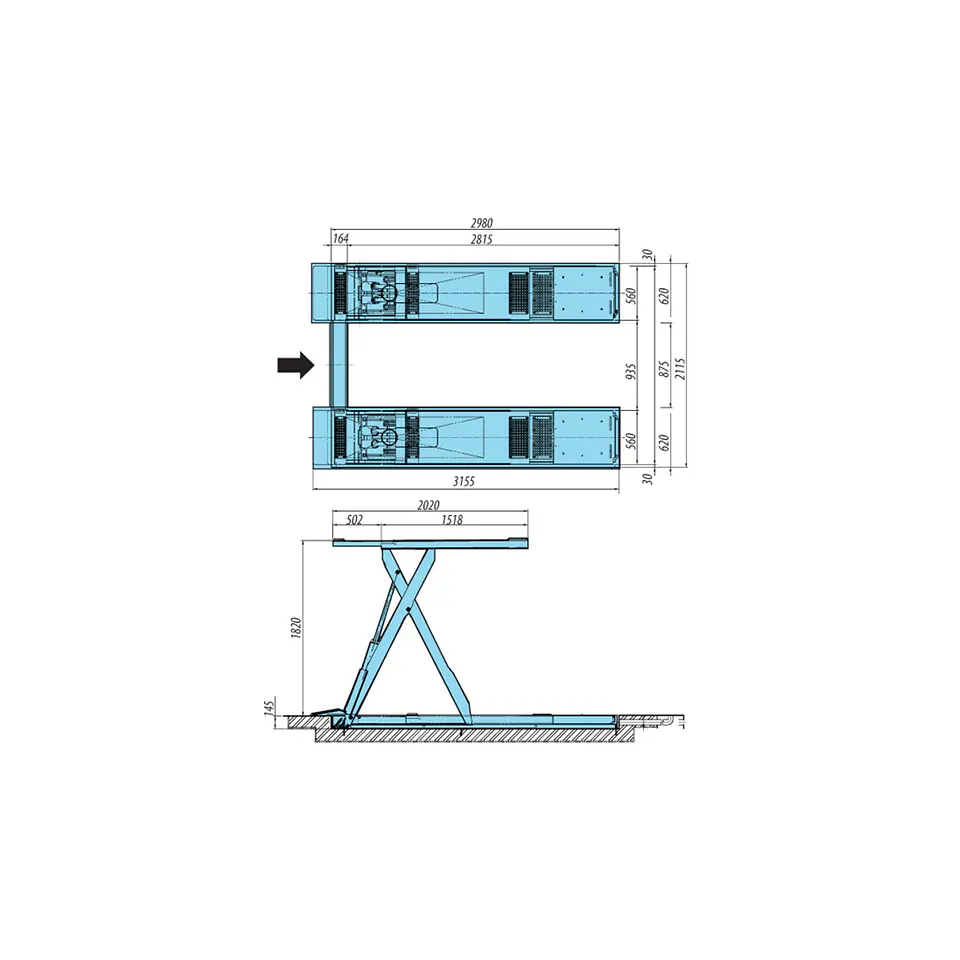 Elevador de Tijera HL-32X – 3.300 kg | 220V | Sobre Piso (Corea del Sur) 3