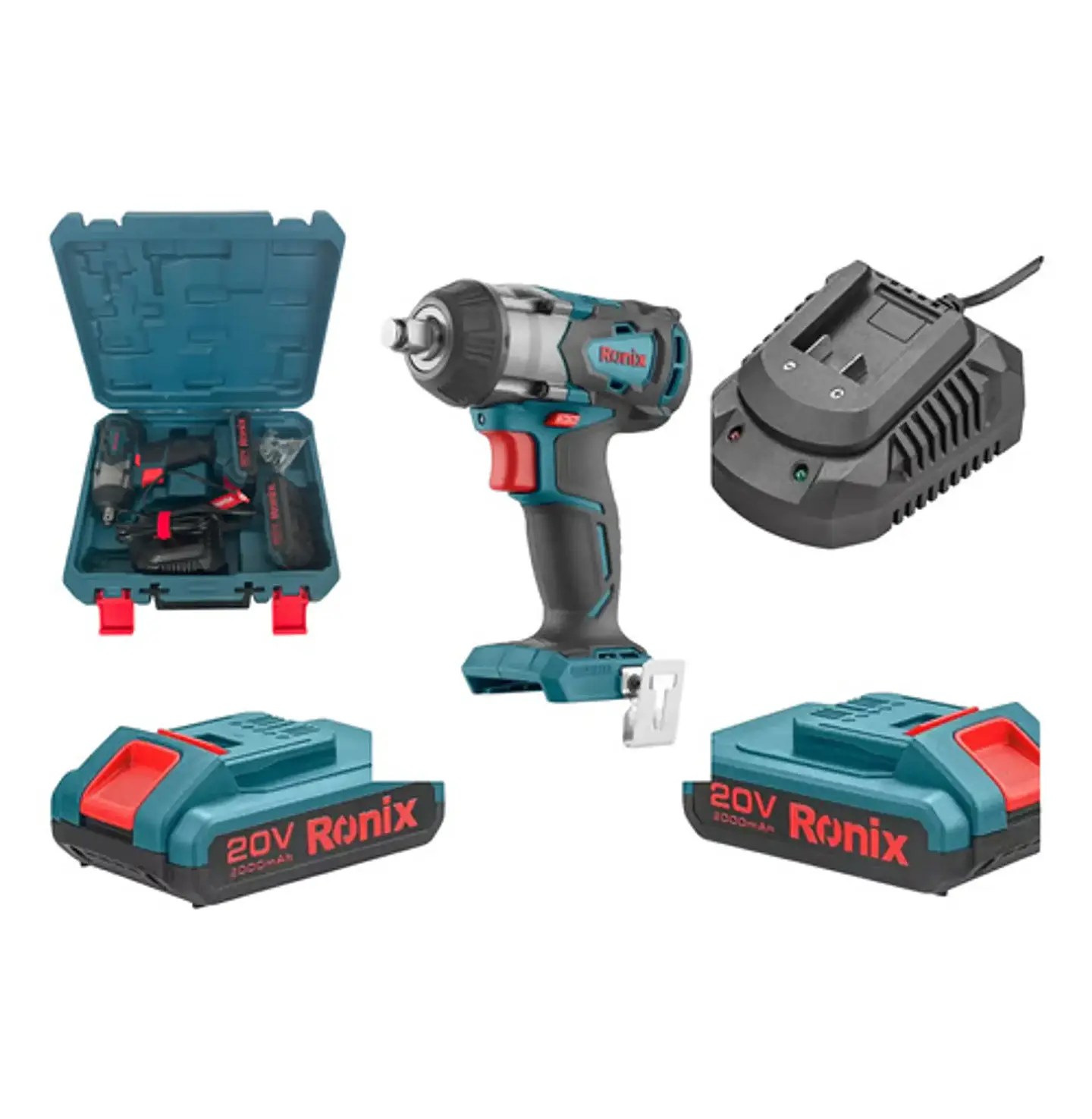 Llave de Impacto Inalámbrica Ronix 8907K – 20V 350 Nm con 2 Baterías y Maletín 1