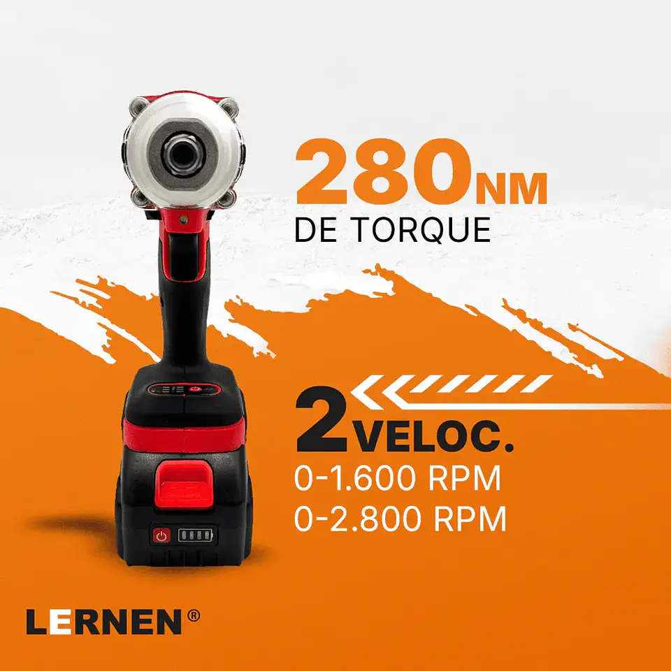 Llave de Impacto Inalámbrica Lernen 21 V con 2 Baterías + Accesorios 2