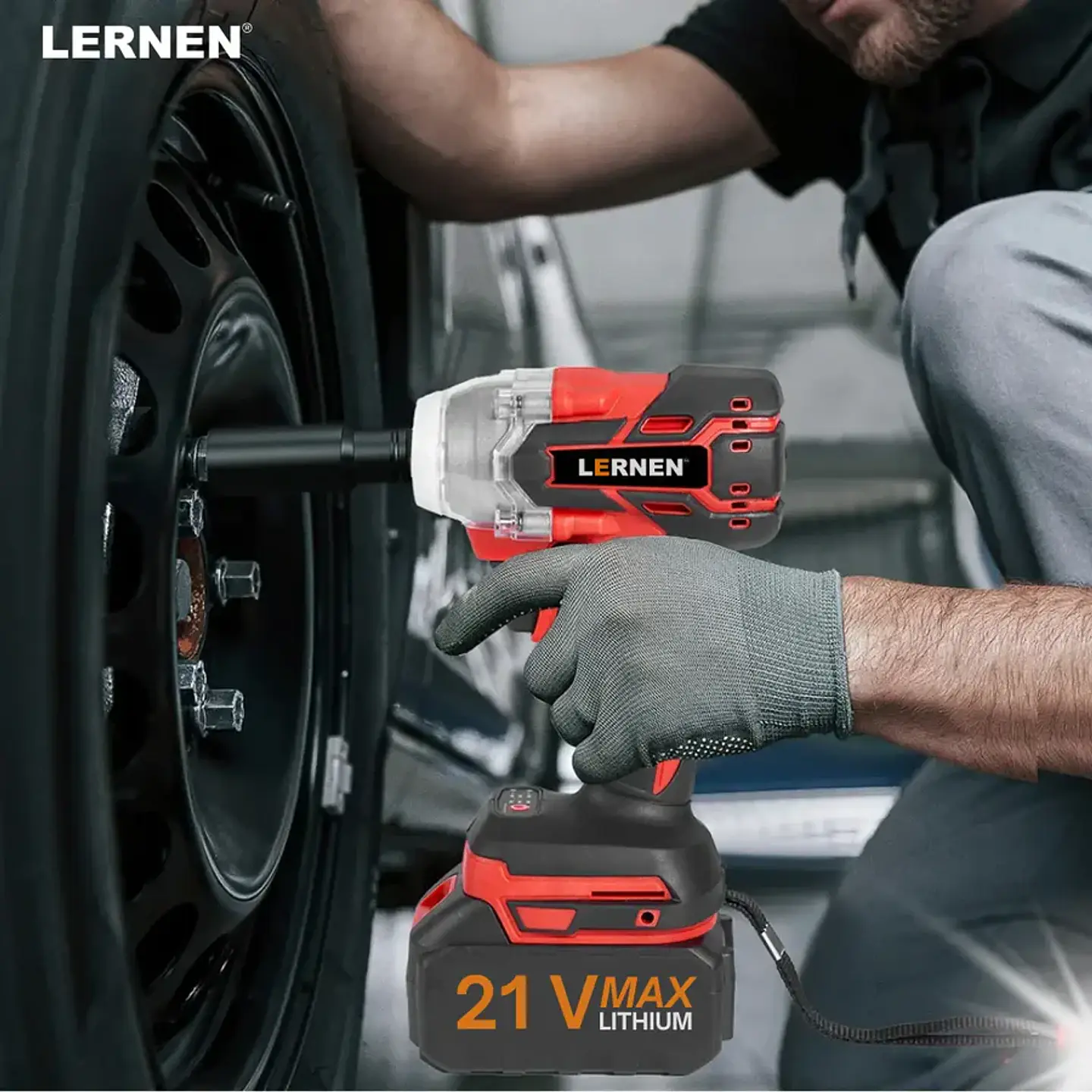 Llave de Impacto Inalámbrica Lernen 21 V con 2 Baterías + Accesorios 3