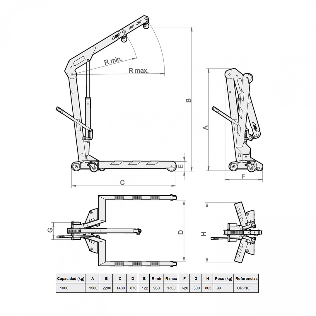 Grúa Pluma Plegable 1000 kg – Modelo CRP10 3