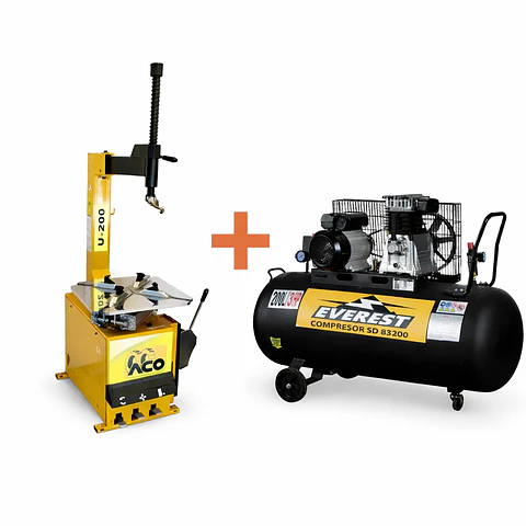 PACK DESMONTADORA U-200 + COMPRESOR 3 HP 200 LTS