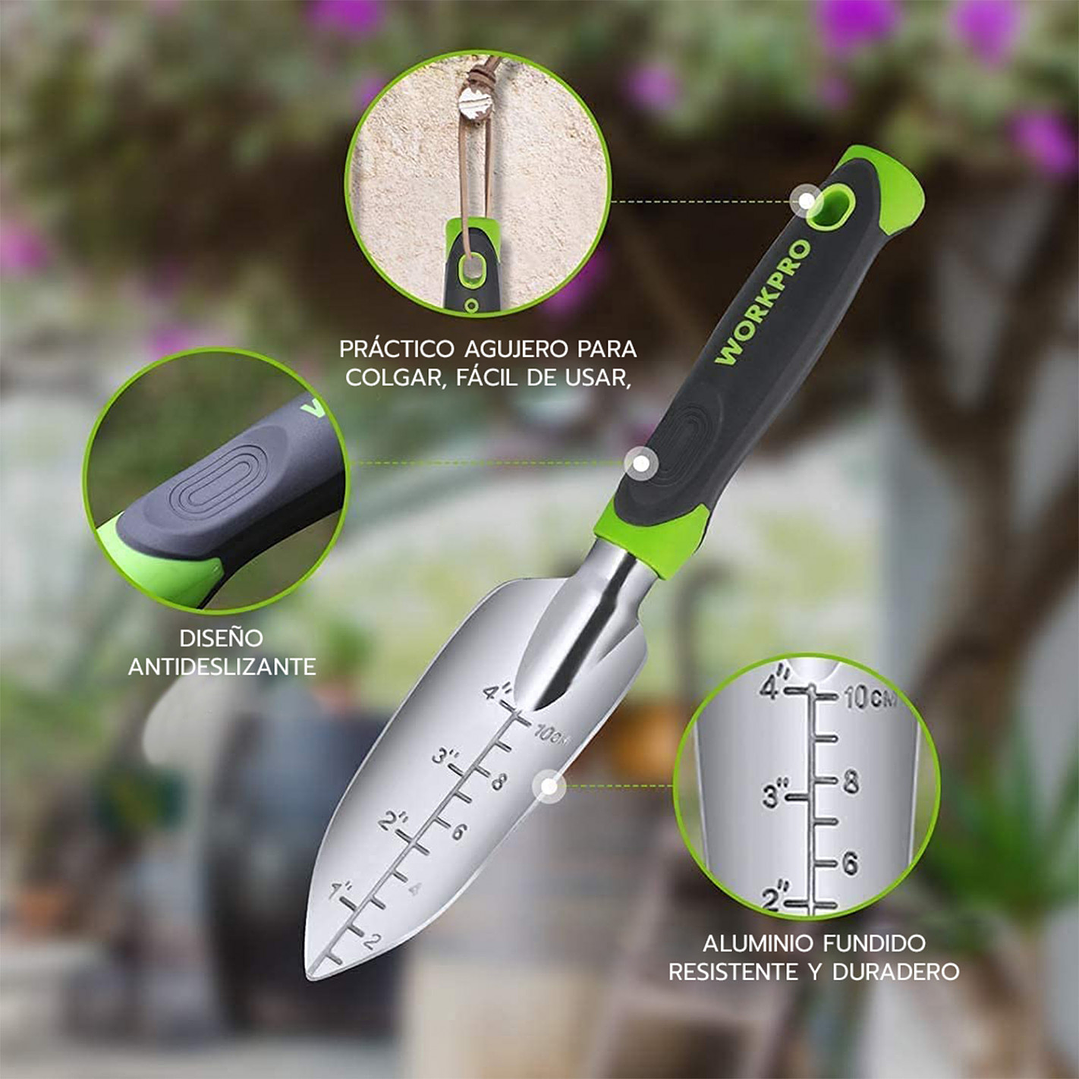 Juego de Herramientas de Jardín 5 Piezas con Bolso Verde 3