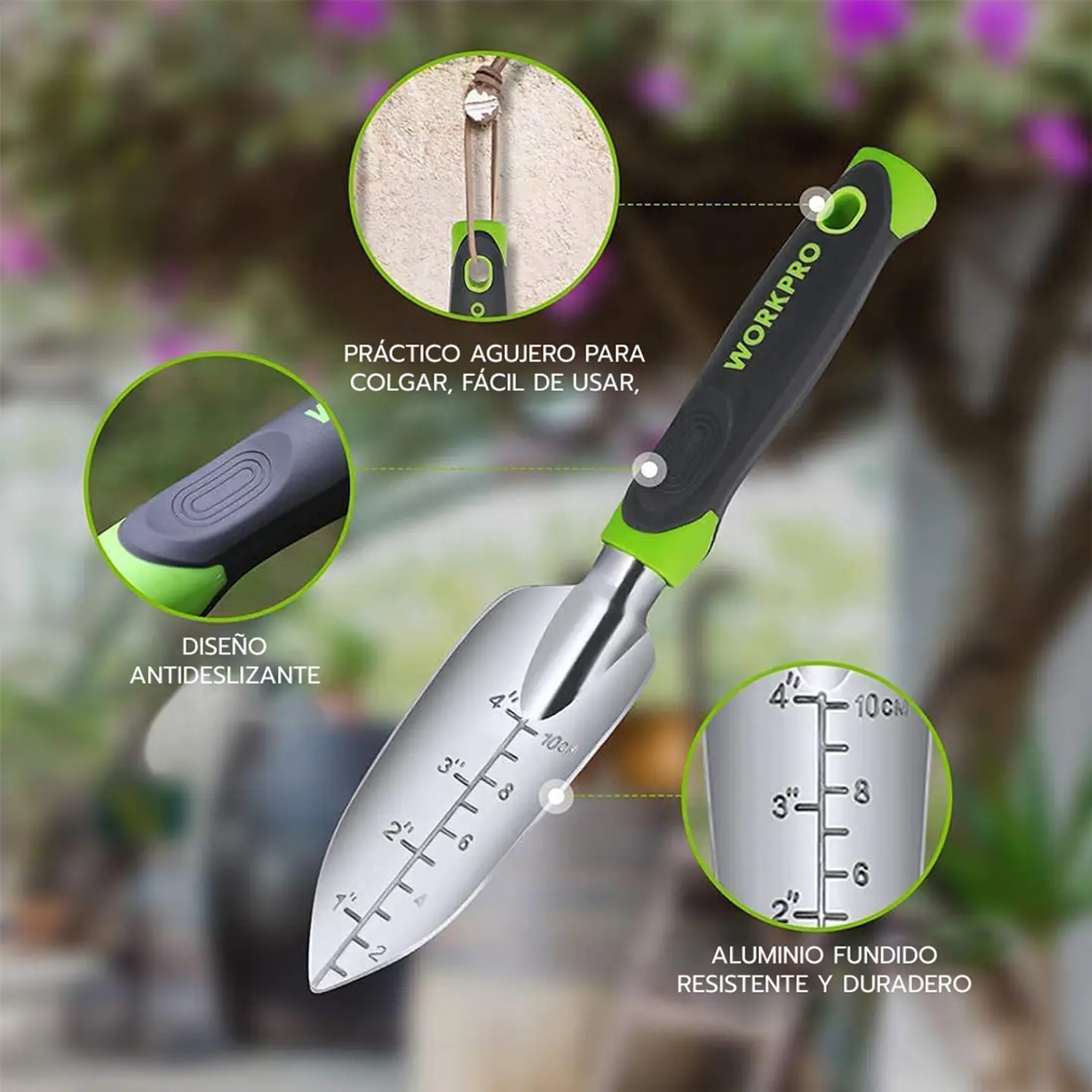 Juego de Herramientas de Jardín 5 Piezas con Bolso Verde 3