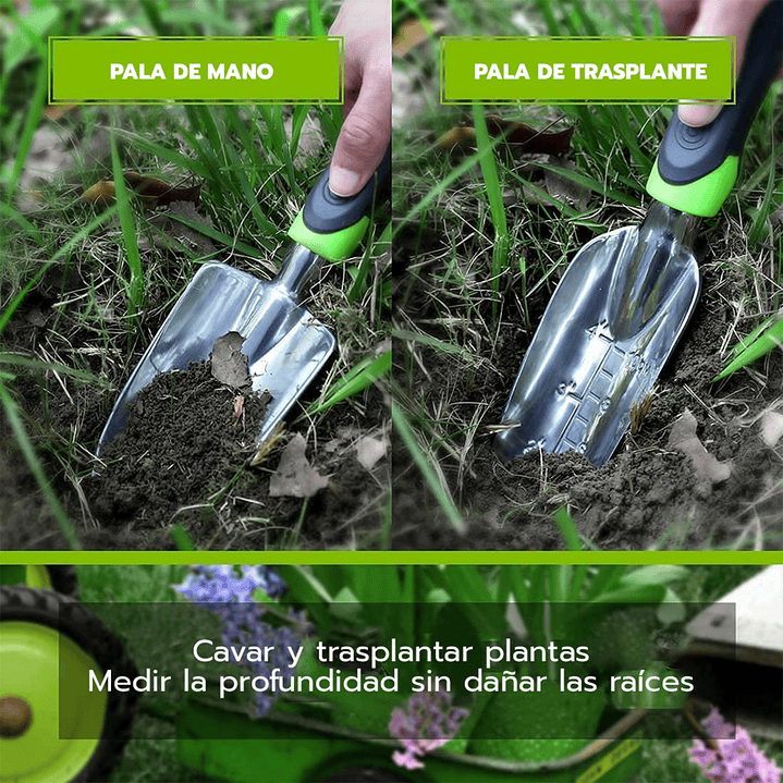 Juego de Herramientas de Jardín 5 Piezas con Bolso Verde 4