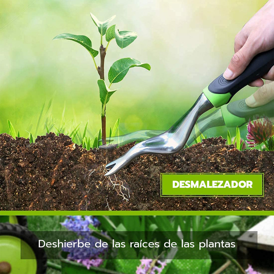 Juego de Herramientas de Jardín 5 Piezas con Bolso Verde 5