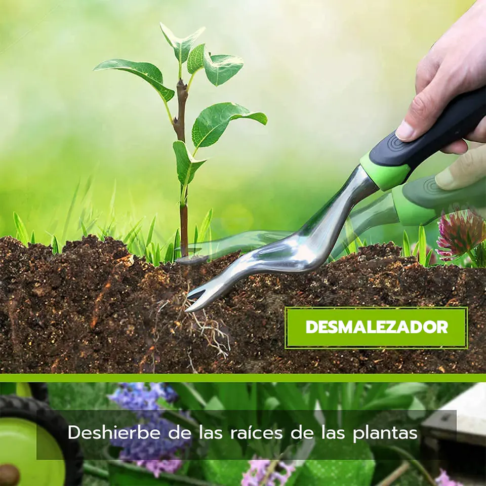 Juego de Herramientas de Jardín 5 Piezas con Bolso Verde 5