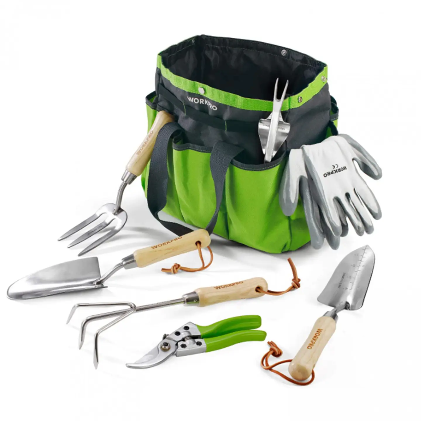 Juego de Herramientas de Jardín 7 Piezas con Bolso Verde – WP206803A 1