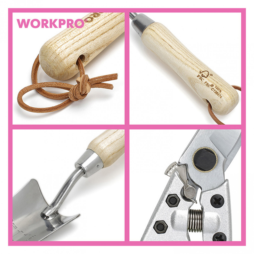 Juego de Herramientas de Jardín 7 Piezas con Bolso Rosado – WP206803 3