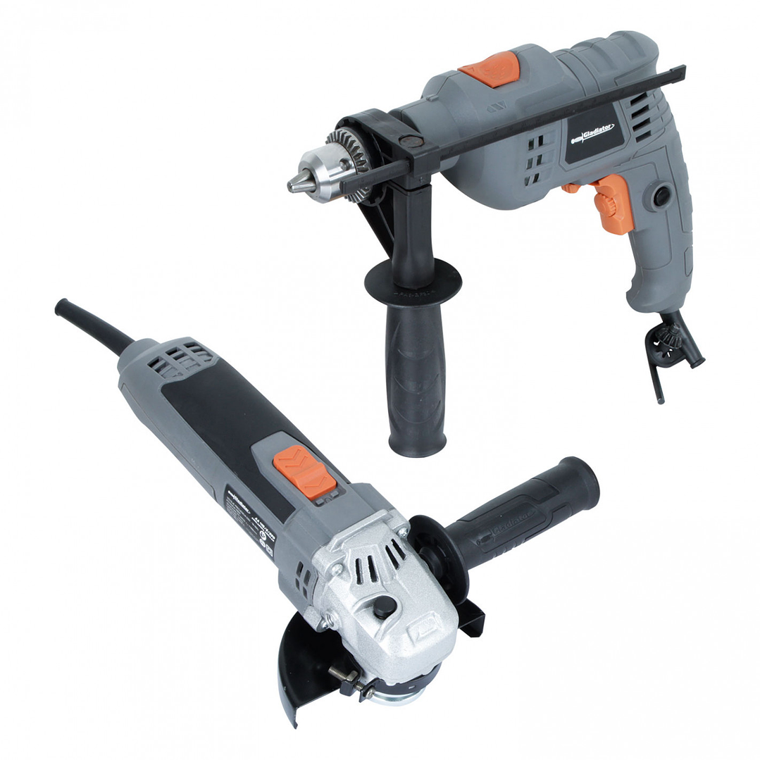 Kit Taladro Percutor 13 mm + Esmeril Angular 4 1/2