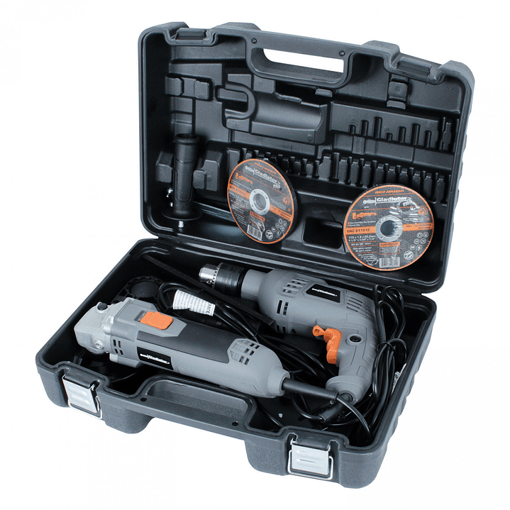 Kit Taladro Percutor 13 mm + Esmeril Angular 4 1/2