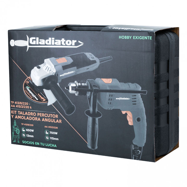 Kit Taladro Percutor 13 mm + Esmeril Angular 4 1/2