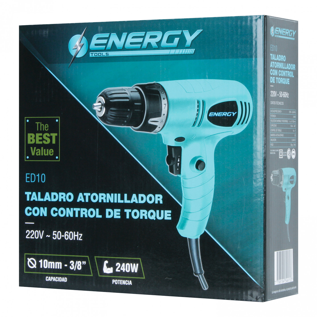 Taladro Atornillador Eléctrico 10 mm 240 W 220 V Velocidad Variable Reversible 5