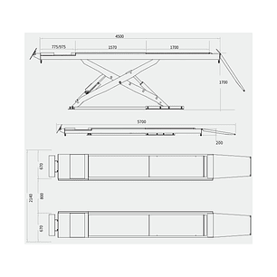 Elevador Tijera de Alineación 4 Toneladas 220V con Gata Central – Plataforma 4 Ruedas