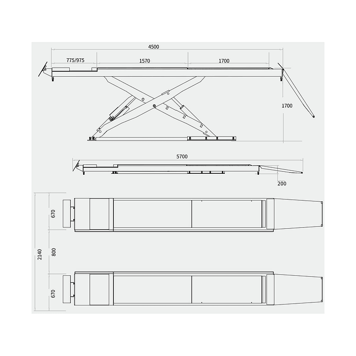 Elevador Tijera de Alineación 4 Toneladas 220V con Gata Central – Plataforma 4 Ruedas 2