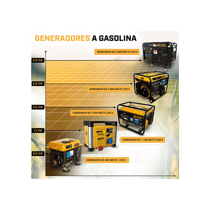 Generador Bencinero 0,8 kW 220 V 4 Tiempos – Modelo SGG1000 2