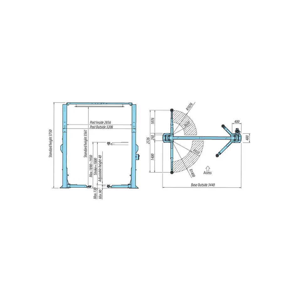 Elevador de 2 Columnas 4.000 kg HL-26K 220V (Corea del Sur) 4