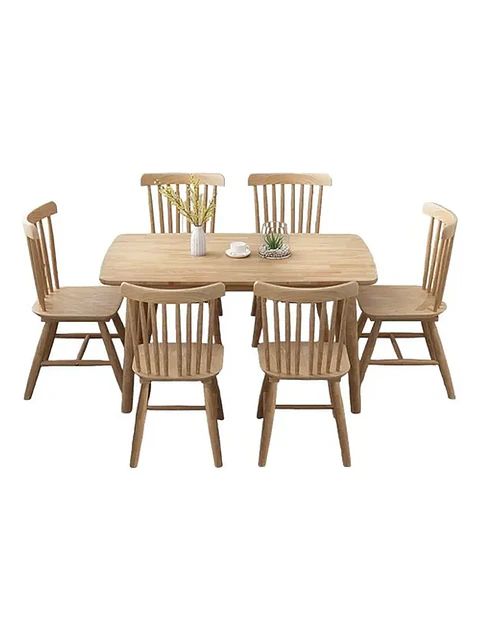 Mesa con 6 Sillas Windsor de Madera Original 120x70