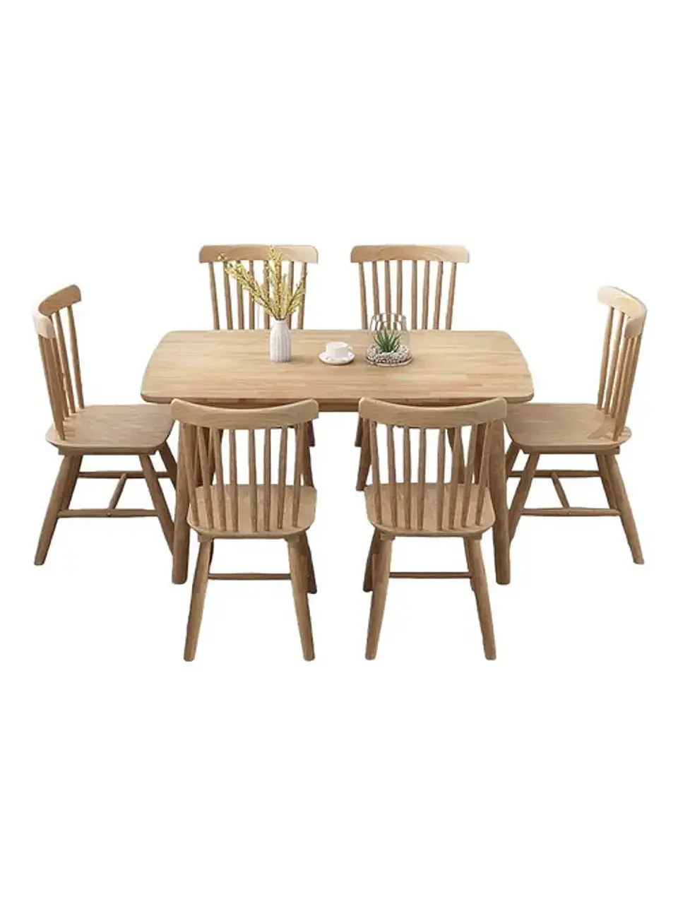 Mesa con 6 Sillas Windsor de Madera Original 120x70 1