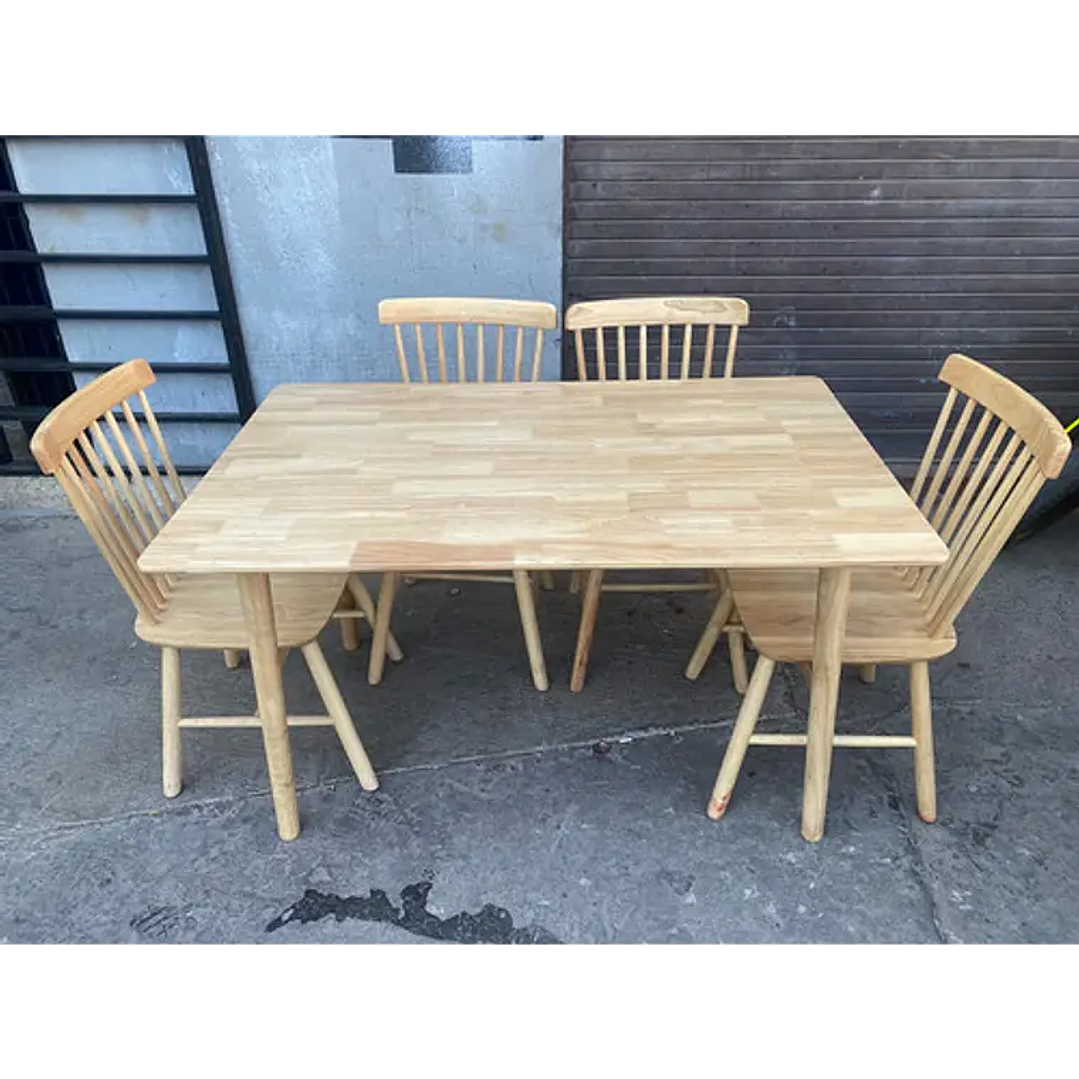 Mesa con 6 Sillas Windsor de Madera Original 120x70 3