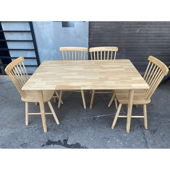 Mesa con 6 Sillas Windsor de Madera Original 120x70 3