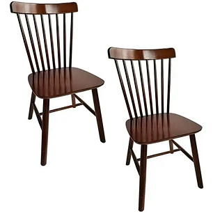Set 2 Sillas Windsor Madera Natural Color Nogal 