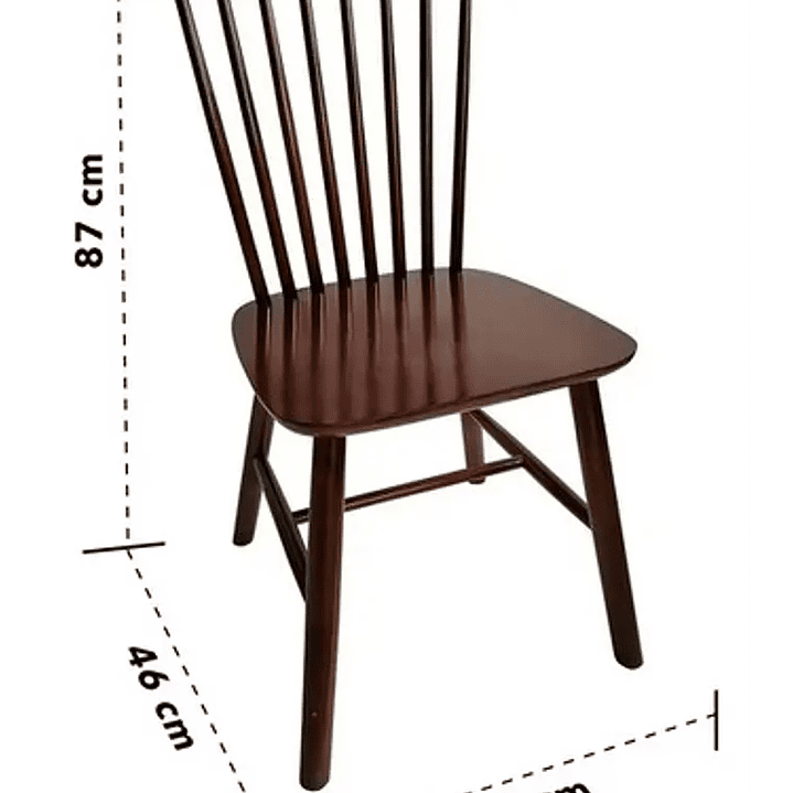 Set 2 Sillas Windsor Madera Natural Color Nogal  2