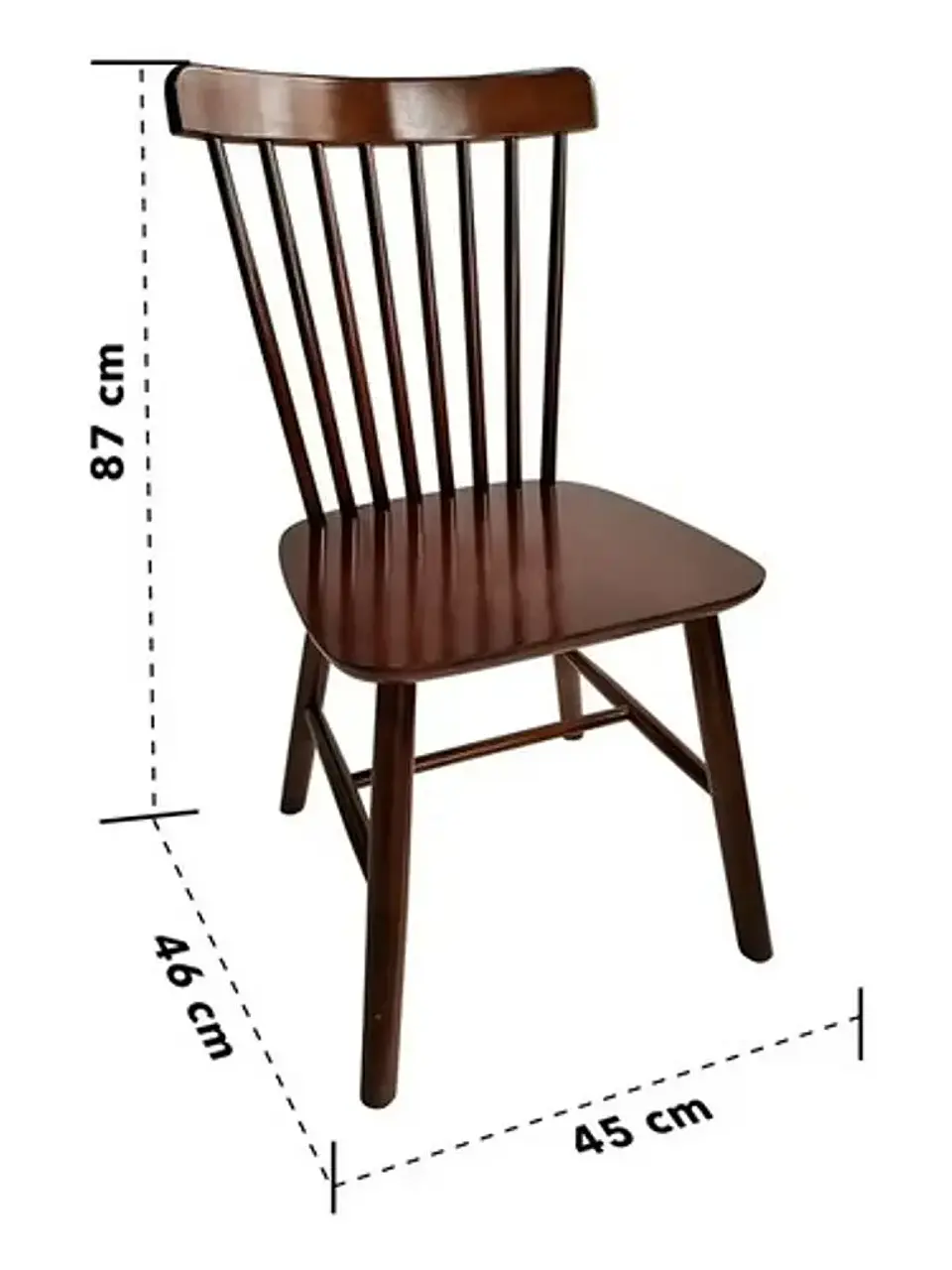 Set 2 Sillas Windsor Madera Natural Color Nogal  2