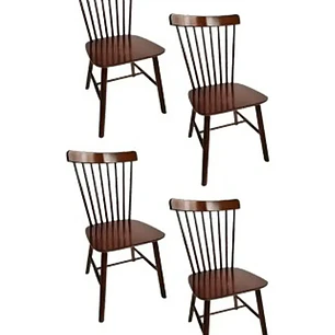 Silla Windsor Bistro Madera Natural Color Nogal Set 4 Unidades