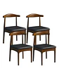 Silla Windsor Bistró Acolchada Madera Color Nogal Set 4 Unidades - Miniatura 1