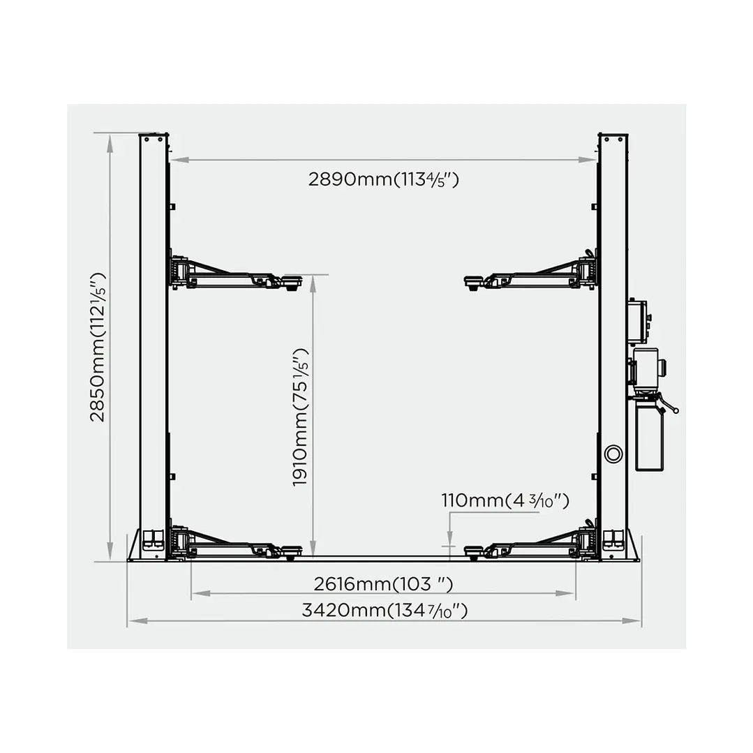Elevador 2 Columnas 4.200 kg Electrohidráulico 220V U-T42 3