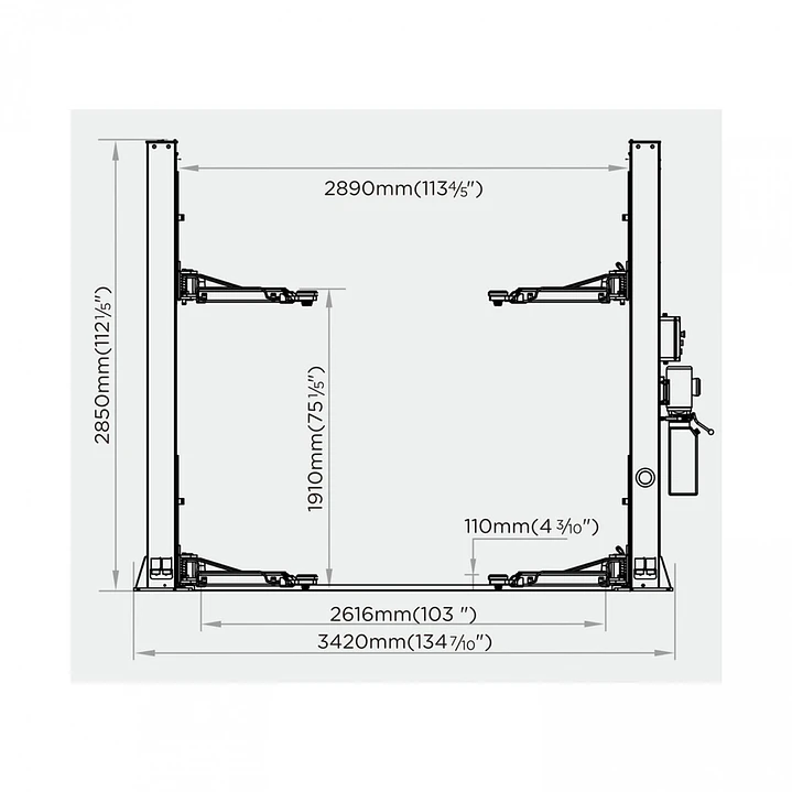 Elevador 2 Columnas 4.200 kg Electrohidráulico 220V U-T42 3