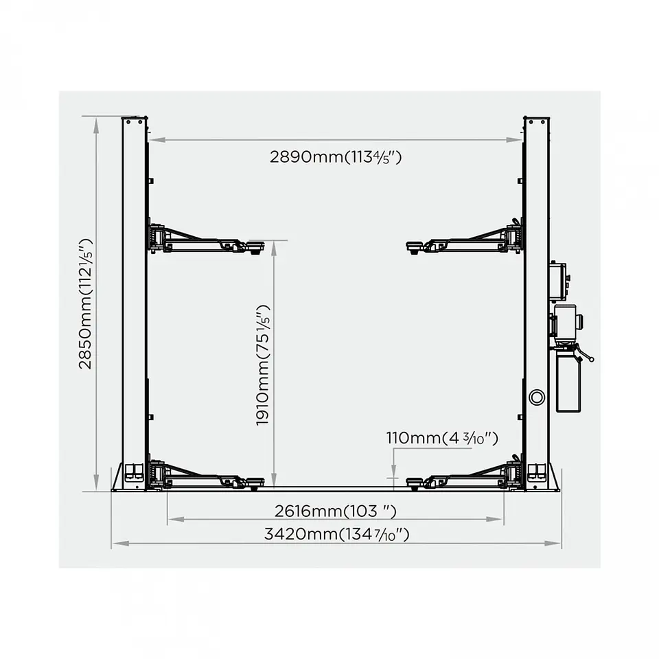 Elevador 2 Columnas 4.200 kg Electrohidráulico 220V U-T42 3