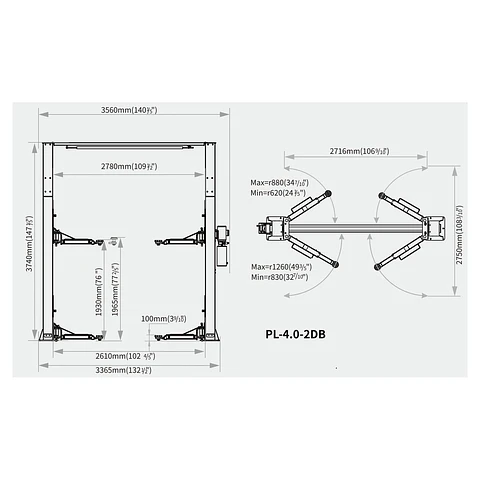 PREVENTA: Elevador 2 Columnas ACO PL-4.0-2DB(A) 4.000 kg