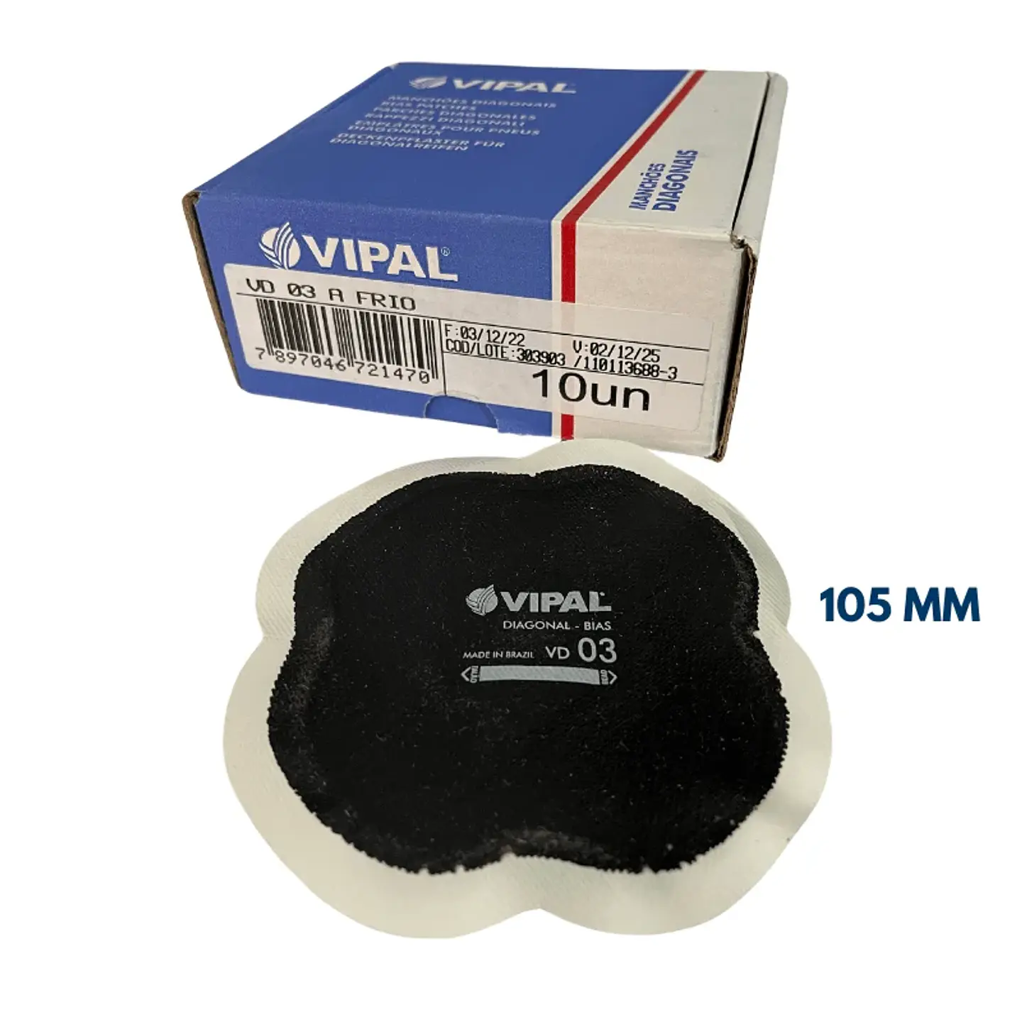 Parche para Neumáticos Vipal VD-03 – 105 mm | Caja 10 Unidades 1