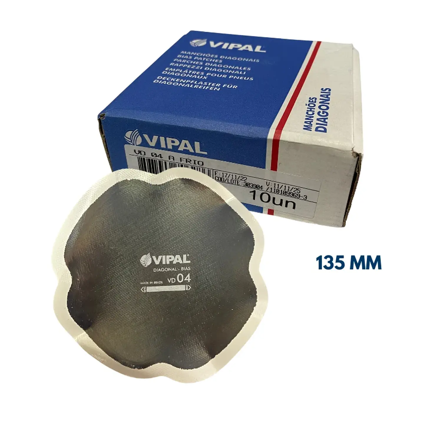 Parche para Neumáticos Vipal VD-04 – 135 mm | Caja 10 Unidades 1