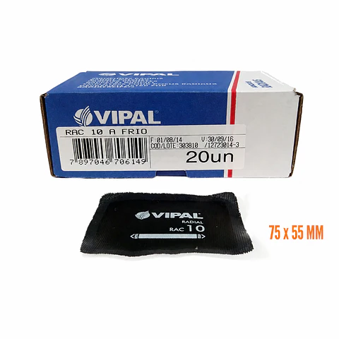 Parche para Neumáticos Radiales Vipal RAC-10 – 75 x 55 mm | Caja 20 Unidades