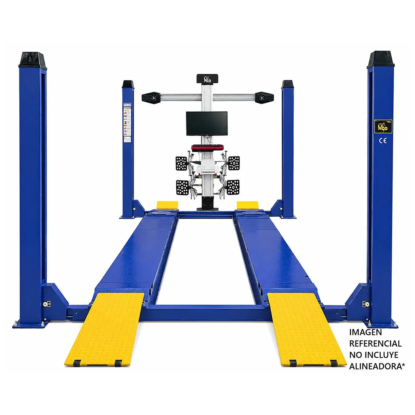 Elevador 4 Columnas para Alineación 4.500 kg HFL4145E + Gata Central 3 Toneladas 1