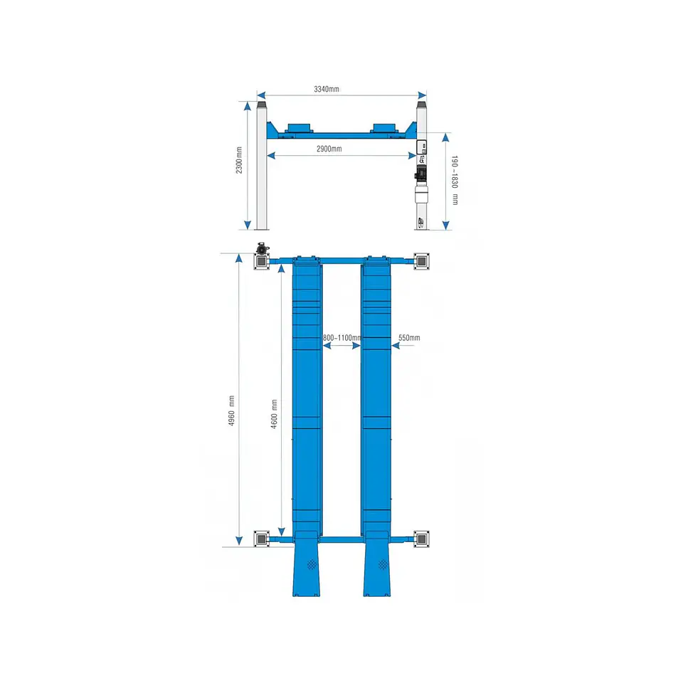 Elevador 4 Columnas para Alineación 4.500 kg HFL4145E + Gata Central 3 Toneladas 2