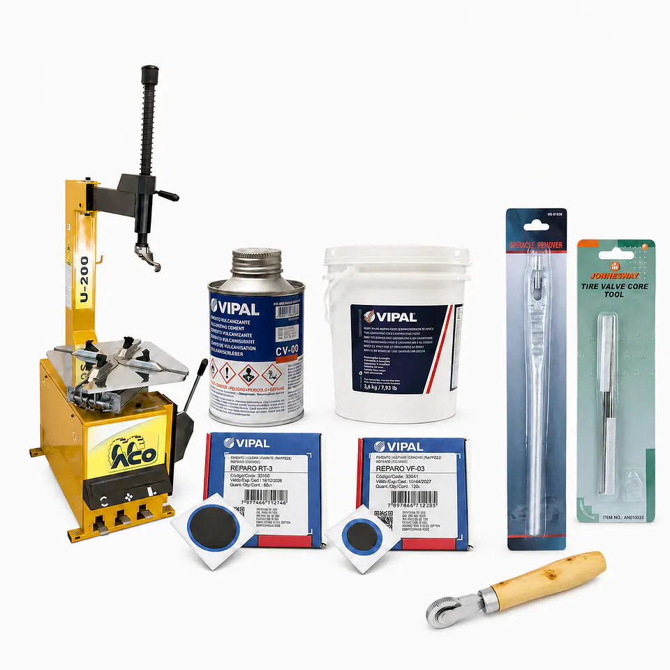 Pack Desmontadora U-200 + Kit Inicial de Insumos para Vulcanización 1