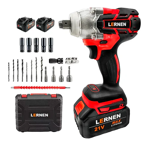 Llave de Impacto Inalámbrica Lernen 21 V con 2 Baterías + Accesorios