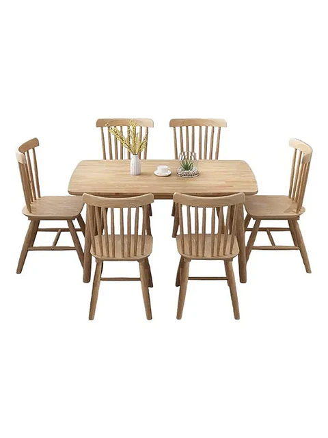 Mesa con 6 Sillas Windsor de Madera Original 120x70