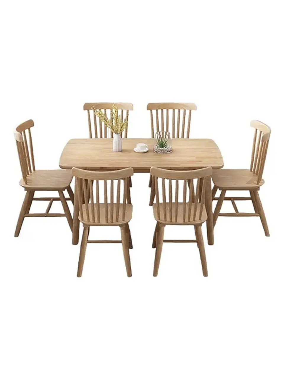 Mesa con 6 Sillas Windsor de Madera Original 120x70 1