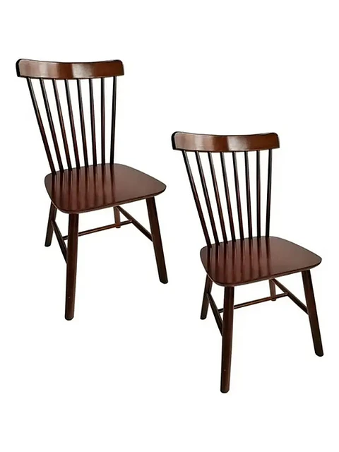 Set 2 Sillas Windsor Madera Natural Color Nogal