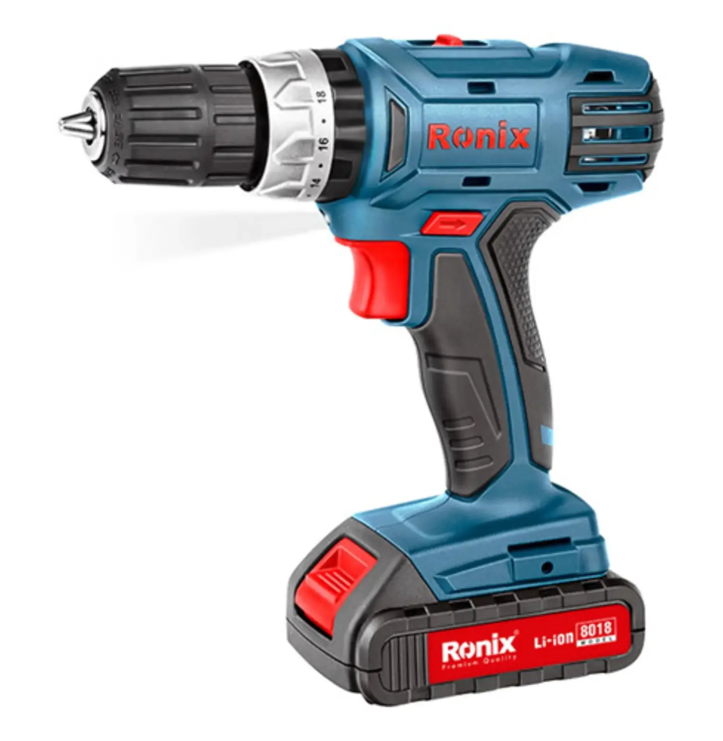Taladro Atornillador Inalámbrico Ronix 8018 – 10mm / Percutor / 2 Baterías 1