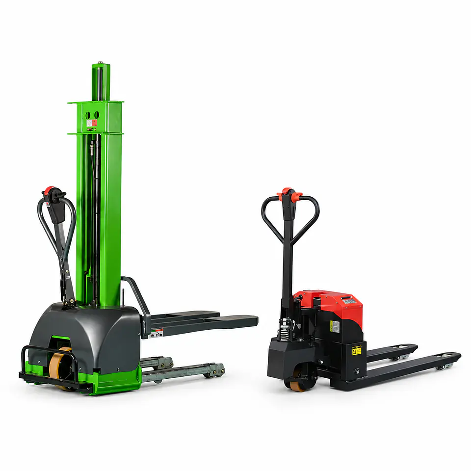 Pack Carga Full Eléctrico – Apilador 1.300 kg + Transpaleta Eléctrica 3.000 kg Litio 1